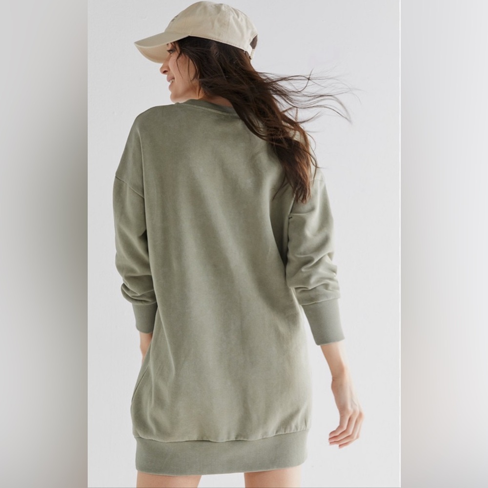 New Francesca’s Diamond Wash Shift Olive Green Shift Dress - Picture 4 of 6
